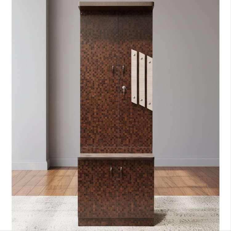Wooden Texture Dressing Table with Mirror and Storage